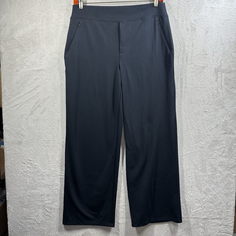 L.L. Bean Women's Go-Anywhere Pants High-Rise‎ Wide-Leg Sz M Tall Black